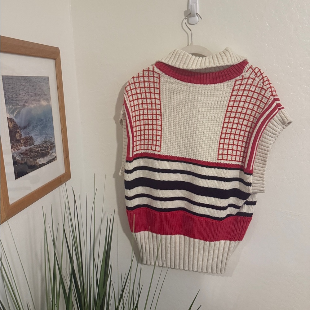 Maeve Tennis V-Neck Button-Up Twofer Sweater Vest - Picture 3 of 3